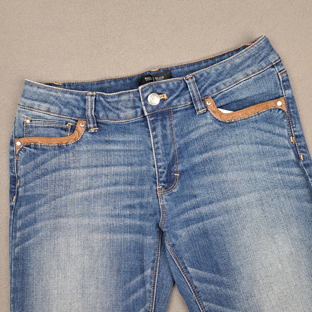 White House Black Market Jeans Womens 4 Blue Skimmer Zip‎ Ankle Stretch Denim